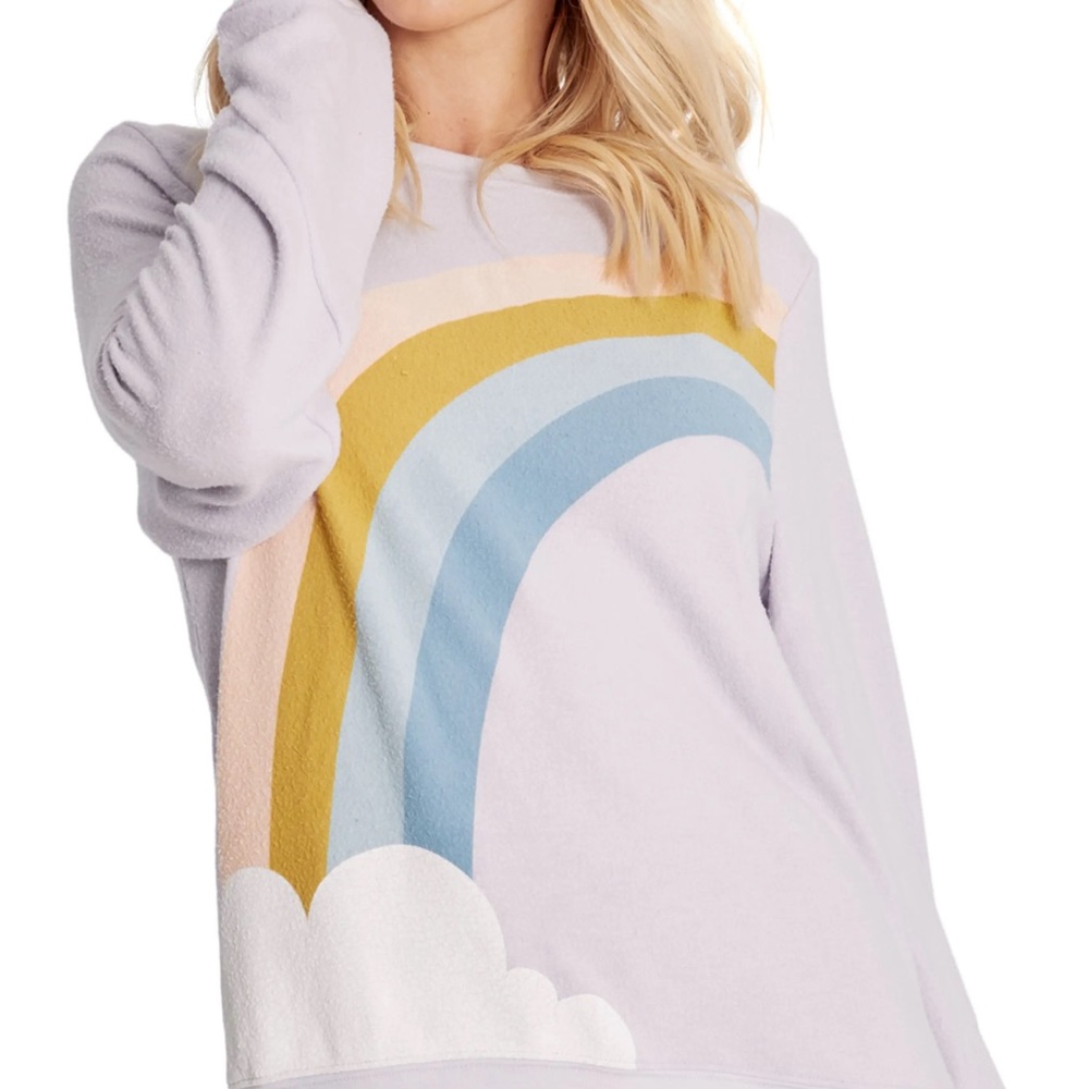 WILDFOX lavender rainbow sweater NWT